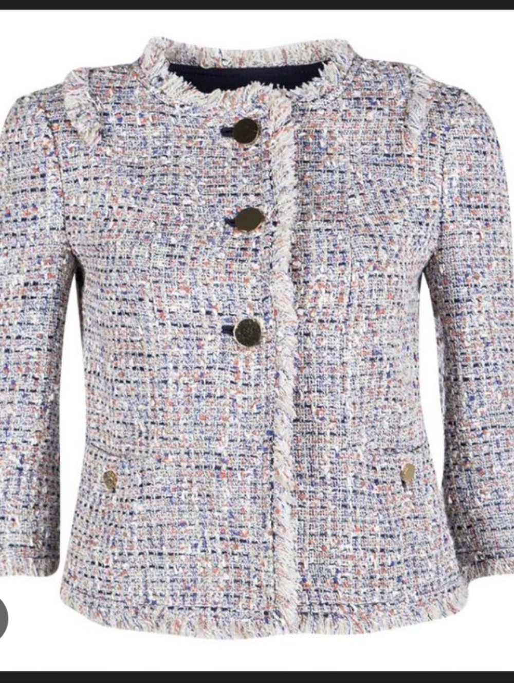 Tory Burch Multicolour Textured Tweed Cropped Jacket Size 2
